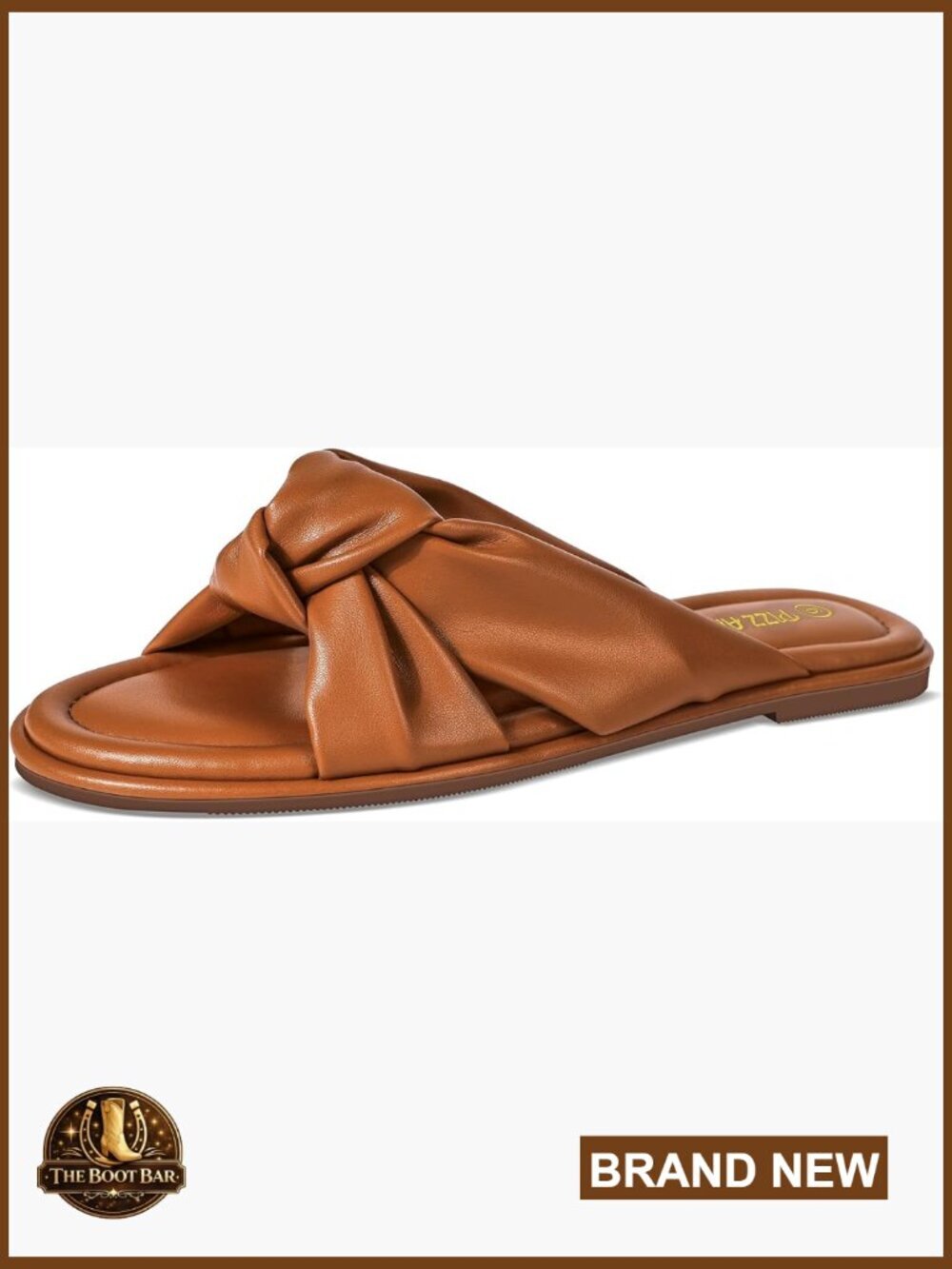 Knotted Slide Sandals with Memory Foam, Comfortable Leather Slip-On Dressy Flats